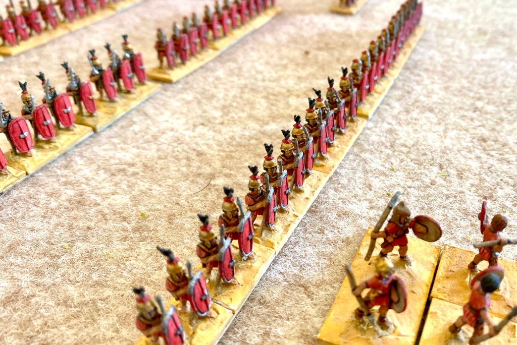 Roman and Latin legions in their classic three line formation.