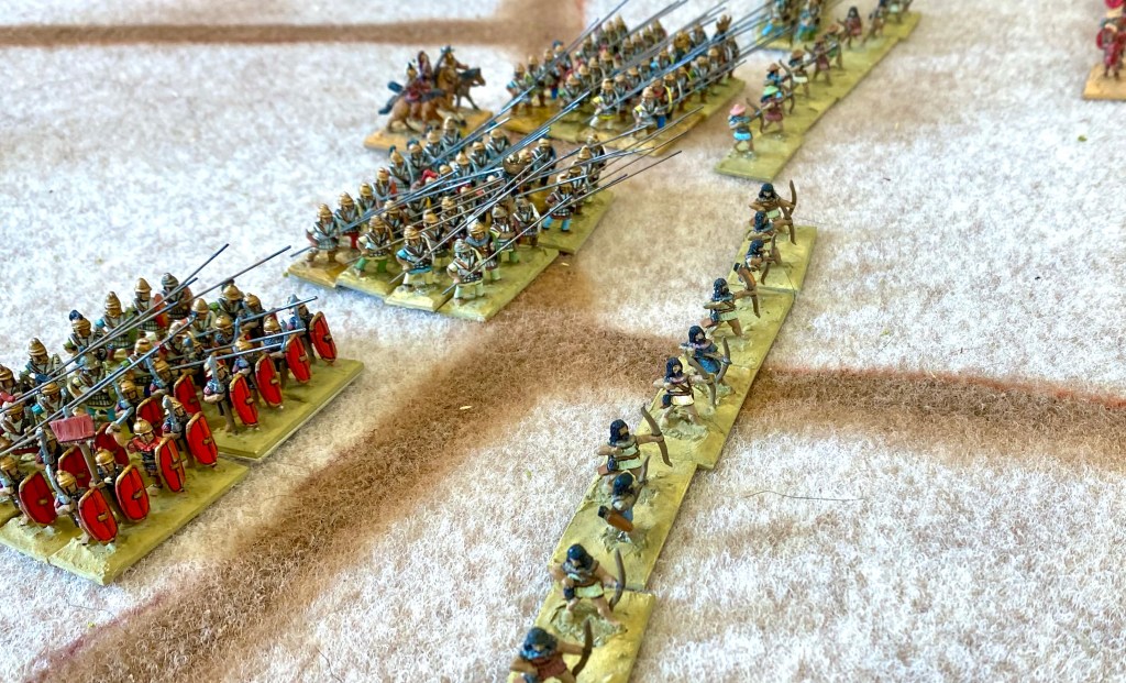 Seleucid skirmishers precede the phalanx.
