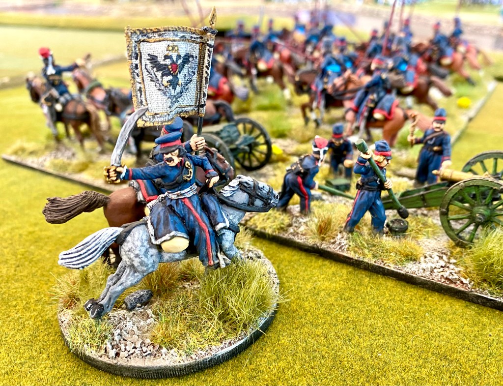 Russian brigade commander urges on his artillery (with limber!) 