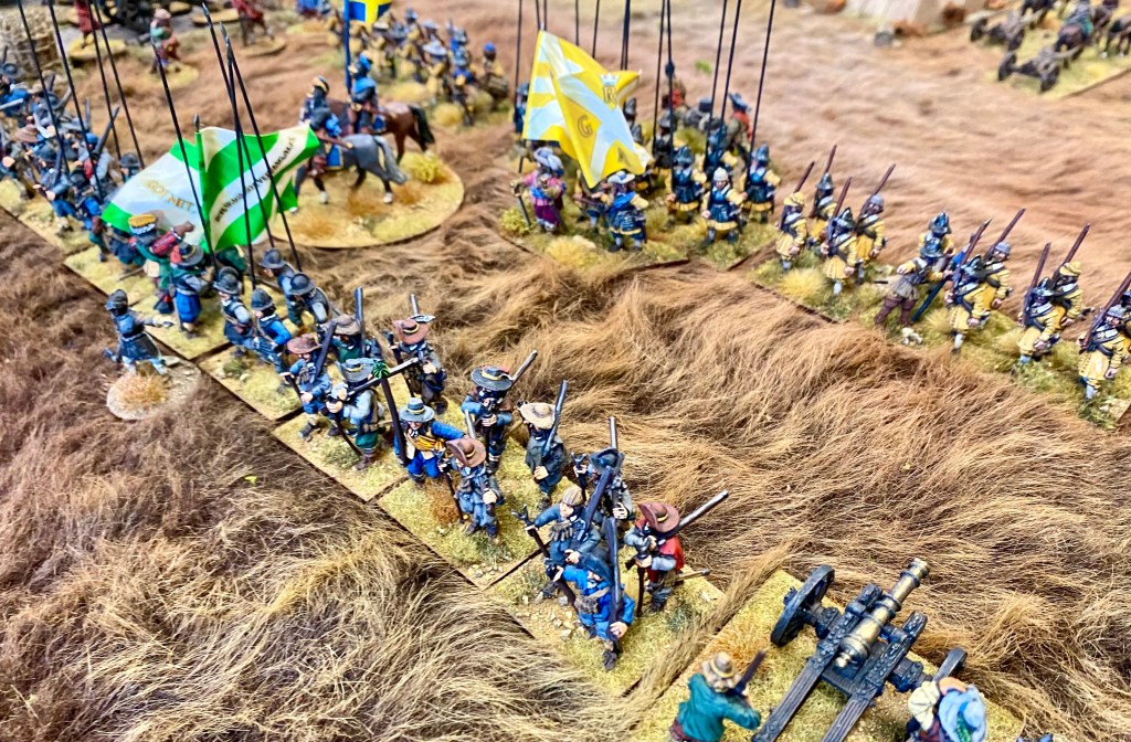 The attacking Swedish infantry preparing to advance.