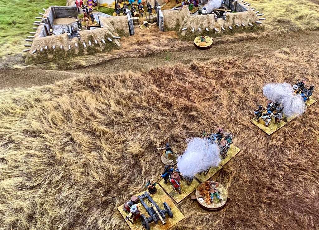 Swedish infantry advance on the fort and come under accurate fire from the defenders. 