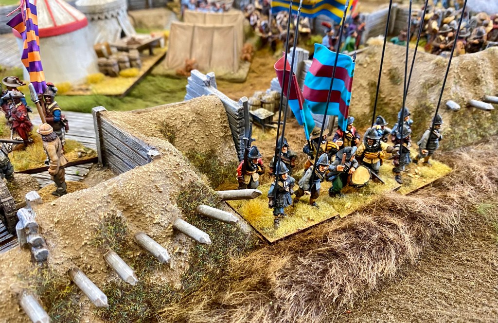 Polish 'Foreign' pikeman bravely sally out of the fort to try and take advantage of the confusion caused by the cossacks.