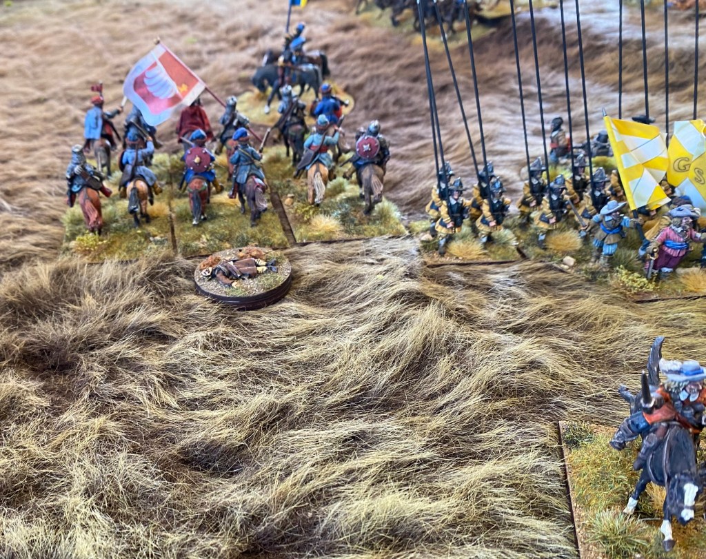 Some cossacks break through and rout a Swedish light gun and musketeers. 