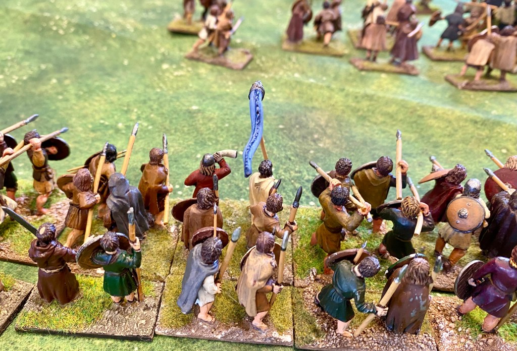 Welsh infantry screened by hordes of skirmishers. 