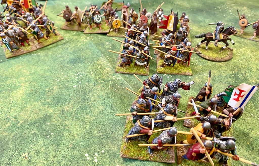 Norman infantry being caught in the flank