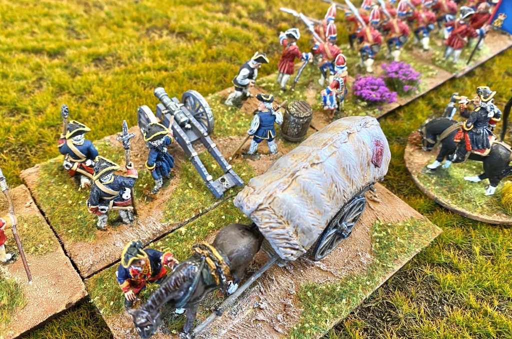Hanoverian artillery set up in the front line.