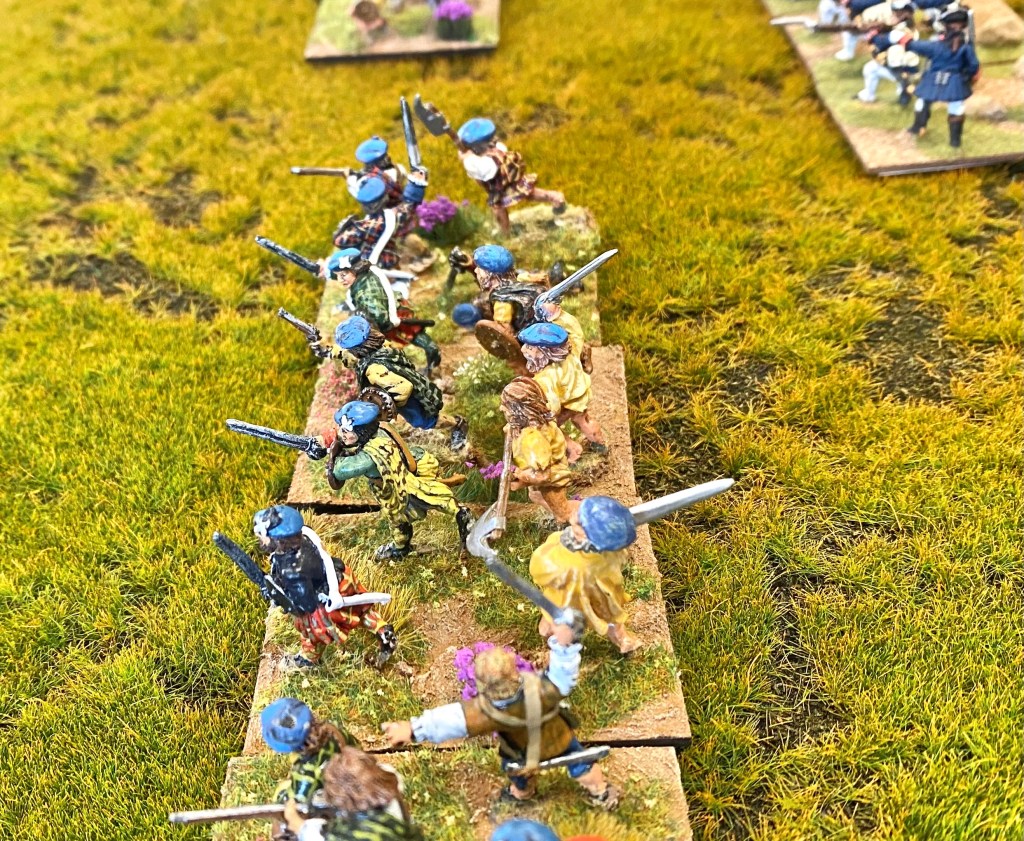 A 'traditional' Jacobite unit ready to charge across the moor.