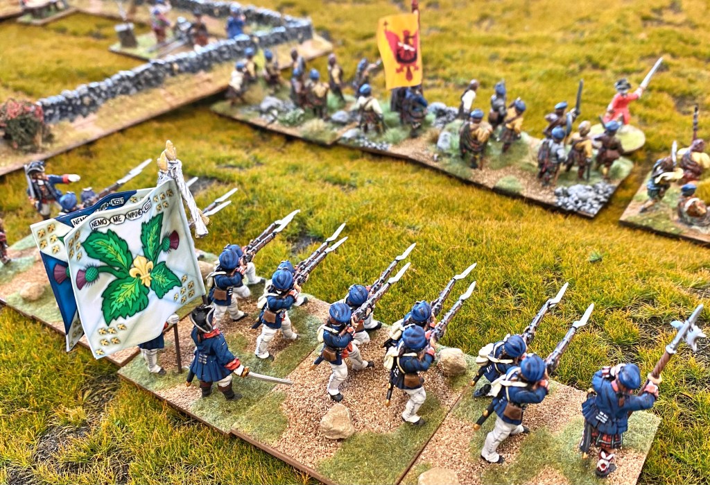 The left end of the Jacobite line with the Royal-Ecossais supporting the MacDonalds. 