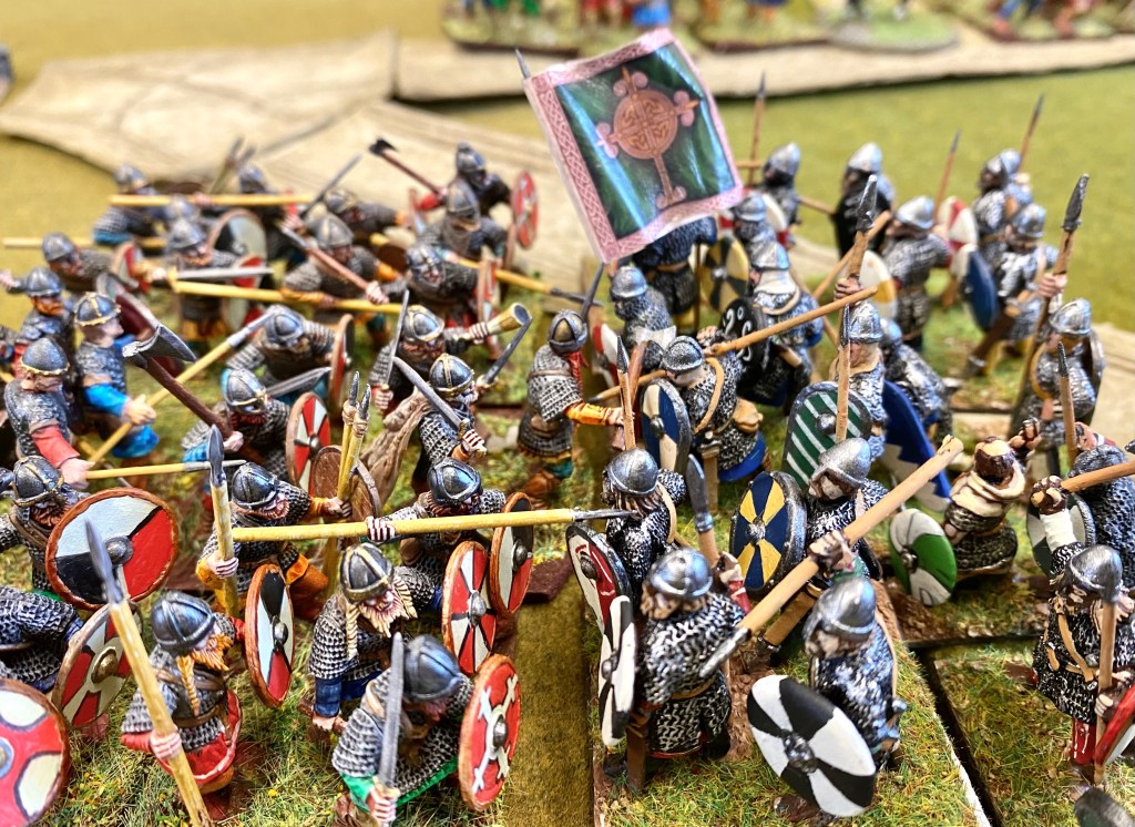 A close-up of the long running armoured melee.