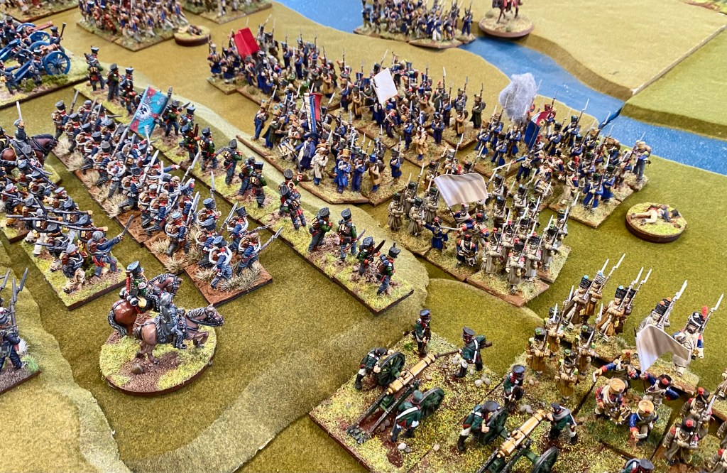 The French assault the Prussians in the centre, and the Russian guns.