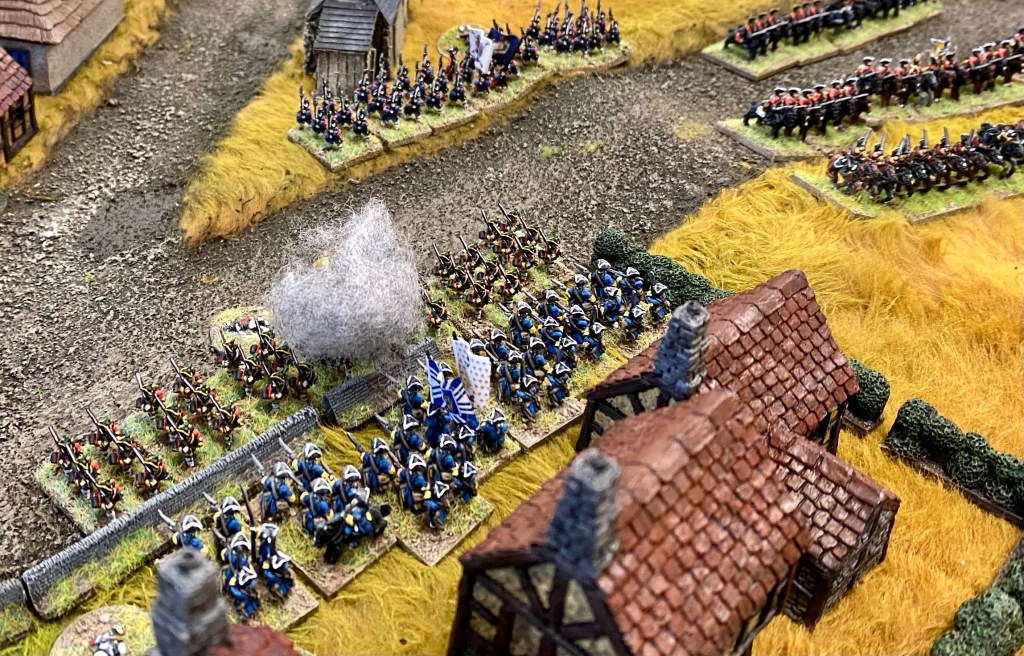 The French battalion still holds the village after seeing off several assaults by the Allies. 