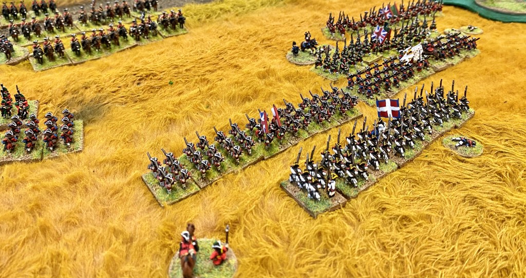 Allied troops advance to point blank range to pour in their deadly platoon fire. 